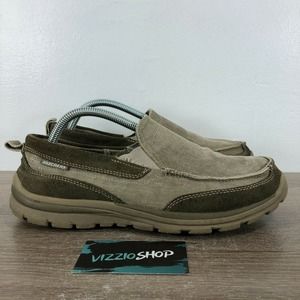 Skechers Melvin Relaxed Fit Memory Foam Slip On Beige Loafers Men's 9 63820